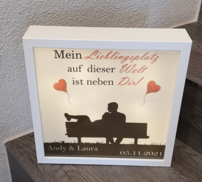 Leuchtrahmen Mein Lieblingsplatz mit Wunschnamen