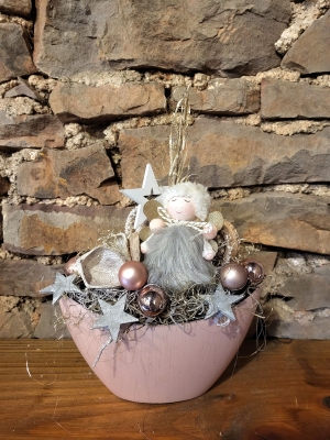 Kleines Gesteck Engel, rosa