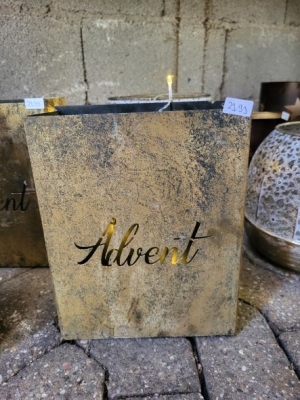 Gro�es Windlicht Advent, gold