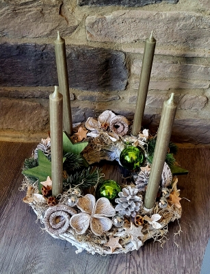 Adventskranz Stabkerzen gr�n