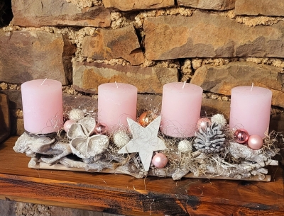 Adventskranz lnglich, rosa