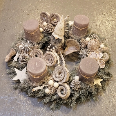 Adventskranz Wichtel, Silber wei�