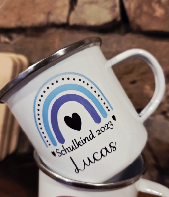 Emailletasse zur Einschulung Junge