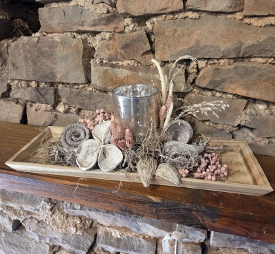 Tablett Windlicht, taupe