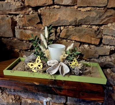 Tablett Windlicht, grn