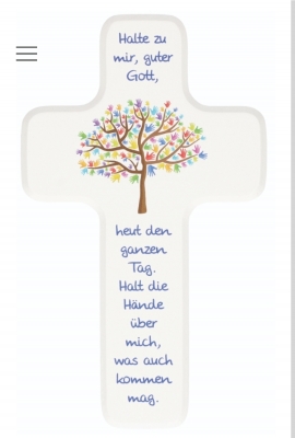 Holzkreuz Baum - wei