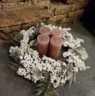 Adventskranz Snow - Altrosa