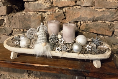 Groes Tablett Wichtel - grau,wei ( beleuchtet )