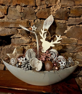 Groes Gesteck Hirsch - rosa, wei ( beleuchtet )