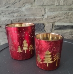 Windlicht rot gold 2er Set