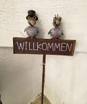 Gartenstecker Raben - Willkommen