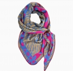Schal Mae, Taupe-blau-rosa